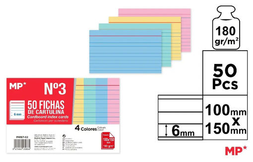 Picture of Record Cards 10x15cm 4 Colors 80gr Lined MP