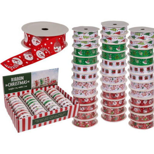 Picture of Ribbon Assorted 2cm Christmas Out of the blue