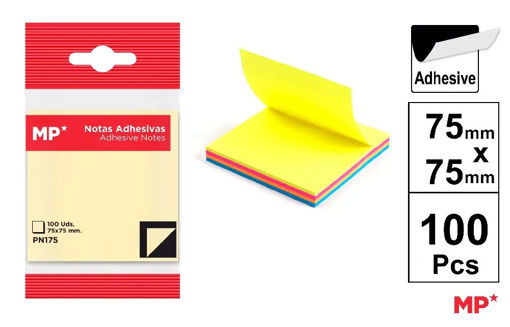 Picture of Stick Notes 100 Sheets Neon Color 75x75mm MP