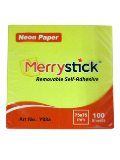 Picture of Stick Notes 100 Sheets Neon Yellow 75x75mm Bassile
