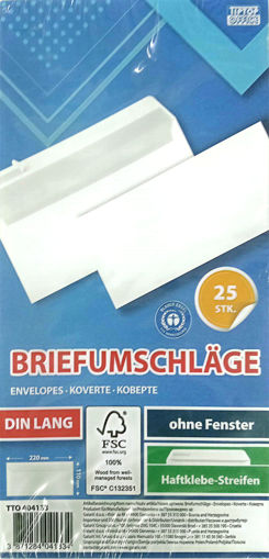 Picture of Tip Top Envelopes 11x23cm (Set of 25) White