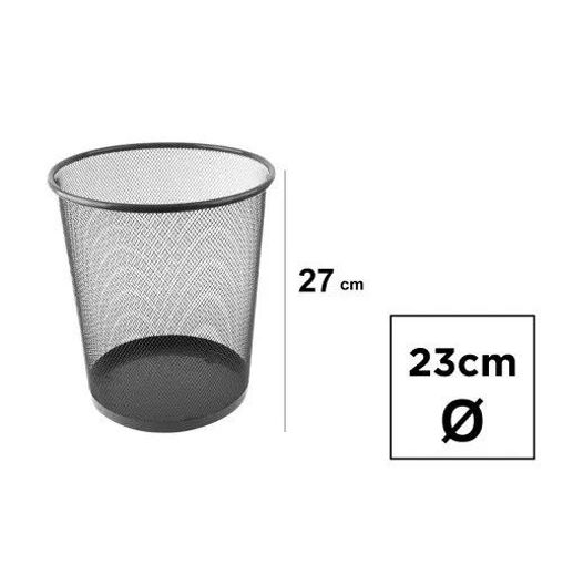 Picture of Waste Basket/ Bin 27cm Black Metal MP