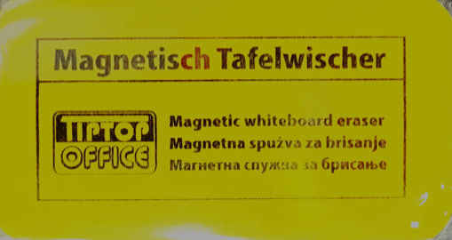 Picture of WhiteBoard Eraser Medium Yellow Magnetic Tip Top