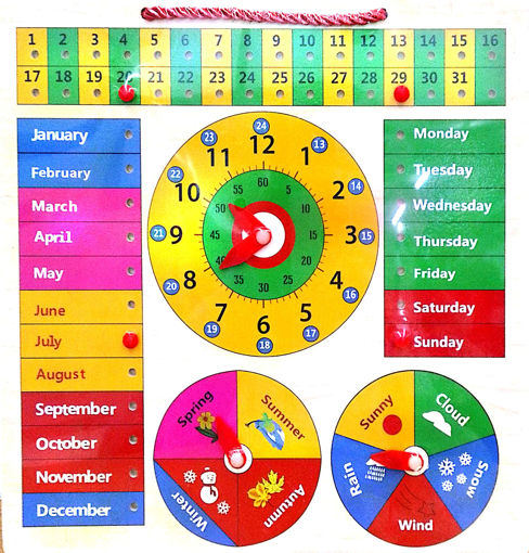 Picture of Wooden clock calendar