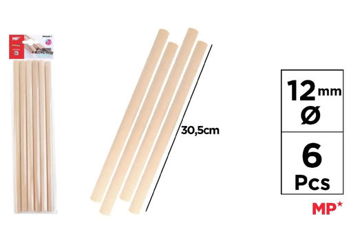 Picture of Wooden Sticks 6cm 12mm Round MP