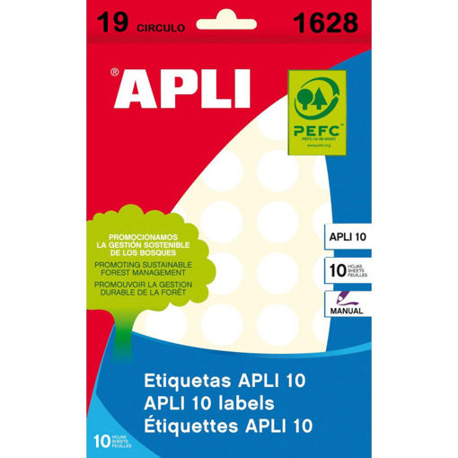 Picture of Office label (Set of 10) White 19mm Round APLI