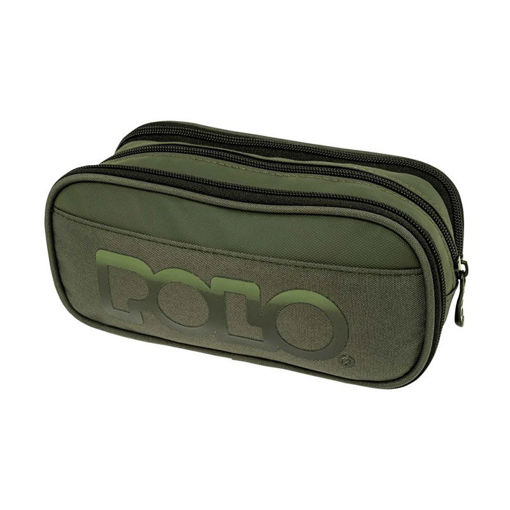 Picture of Pencil Case 2 Comp Dark Green Cryptic Polo