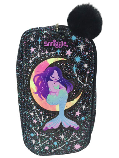 Picture of Pencil Case 2 Comp Glitter Black Mermaid Smiggle