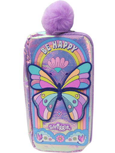 Picture of Pencil Case 2 Comp Glitter Colors Be Happy Smiggle