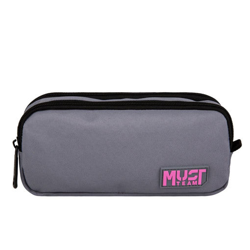 Picture of Pencil Case 2 Comp Grey/Pink Must