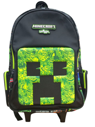 Picture of Trolley Bag Medium Black/Green Minecraft Smiggle