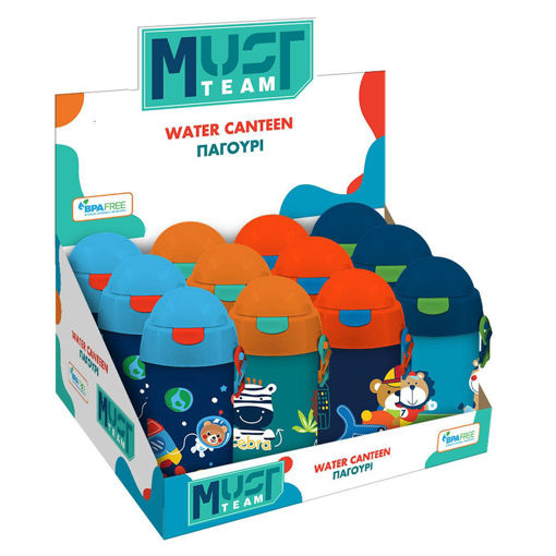 Picture of Water Bottle Plastic 500ml Assorted with Straw Mus