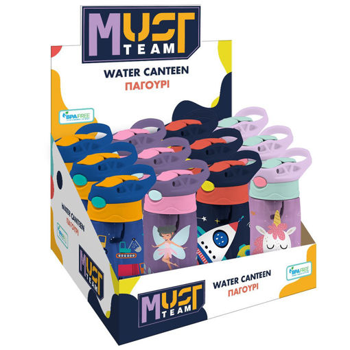 Picture of Water Bottle Plastic 500ml Assorted with Straw Mus
