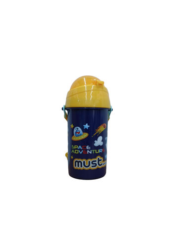 Picture of Water Bottle Plastic 500ml Space Must,With Straw
