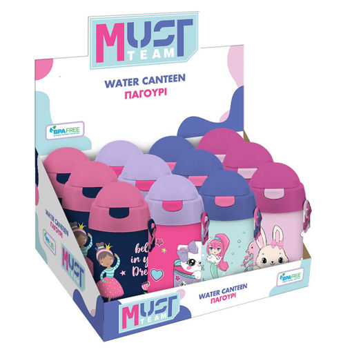 Picture of Water Bottle Plastic 550ml Assorted with Straw Mus