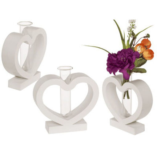 Picture of White MDF Heart With Glass Tube
