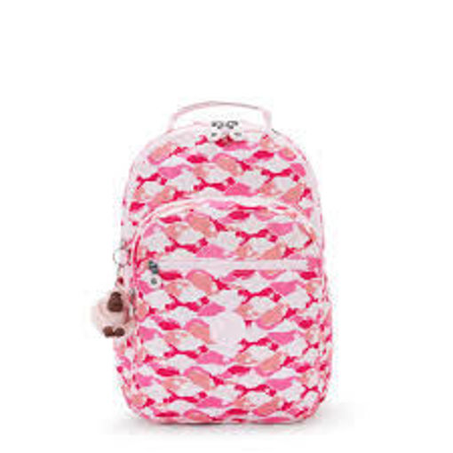 Picture of Seoul Lap Backpack Large Pink Palm Kipling