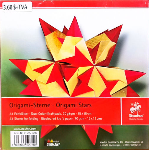 Picture of Origami Kraft Paper 33pcs Red/Gold Stars Staufen