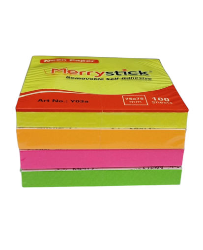 Picture of Stick Notes 75x75mm Neon Color 100pcs Bassile