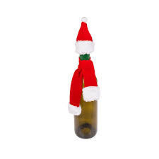 Picture of Textile bottle cover Santa claus hat & scarf