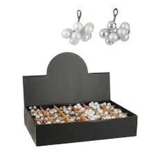 Picture of Bauble glass white silver assorted display