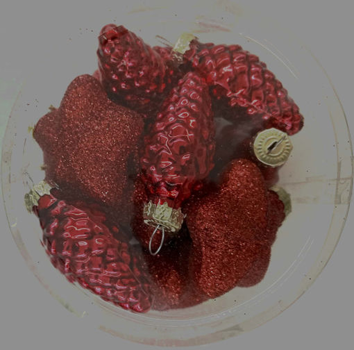 Picture of Ornament Christmas mas red 14 pcs display