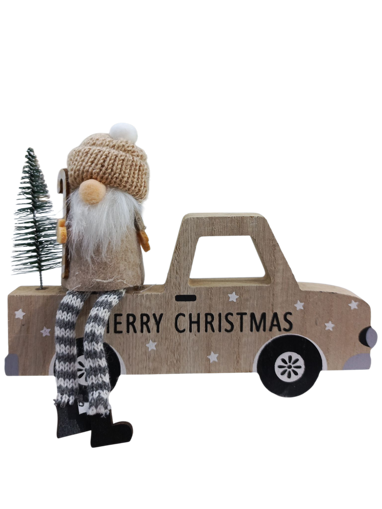 Picture of Decoration gnome truck brown