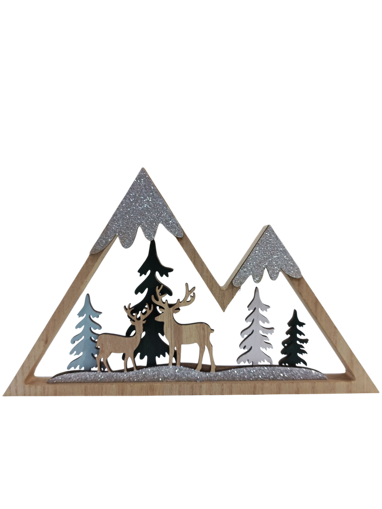 Picture of Decoration winter scene brown 2 assorted