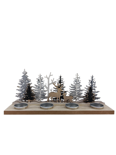 Picture of Candleholder winter scene brown