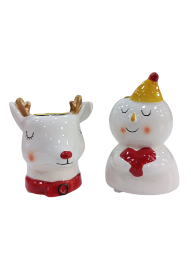Picture of Funny candleholder snowman deer white