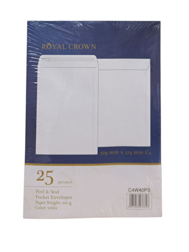 Picture of Envelopes (Set of 25) A4 White 100gr Royal crown