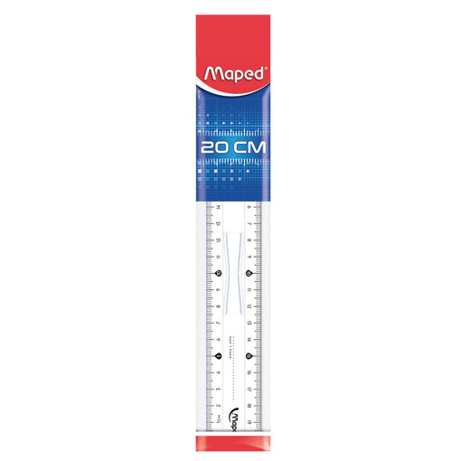 Picture of Plastic Ruler 20cm Transparent Maped