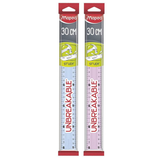 Picture of Plastic Ruler 30cm Assorted Colors Unbreakable Map