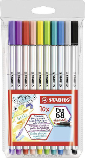 Picture of Fiber Pen Pack 10colors Brush Tip Stabilo Pen 68