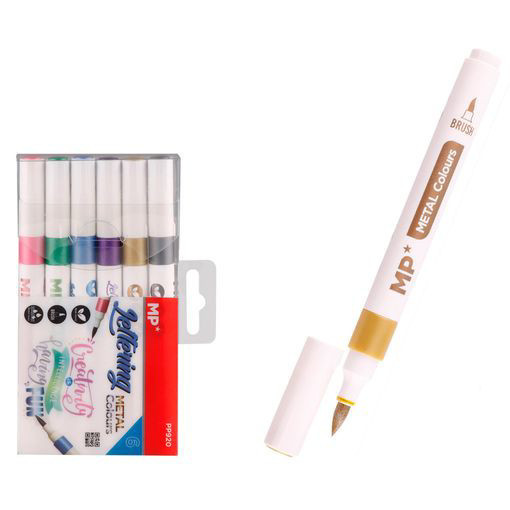 Picture of Fiber Pen Pack 6colors Metallic 0.4mm Brush Tip MP