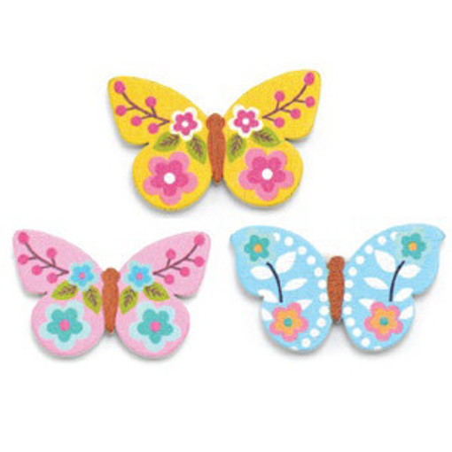Picture of Wood 15Pcs Colored Butterfly Hand Craft
