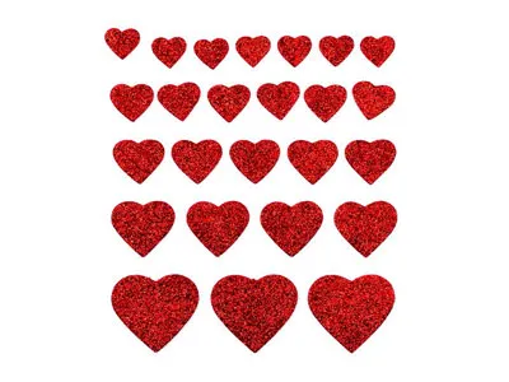 Picture of Glitter Foam Red 25pcs Heart Hand Craft