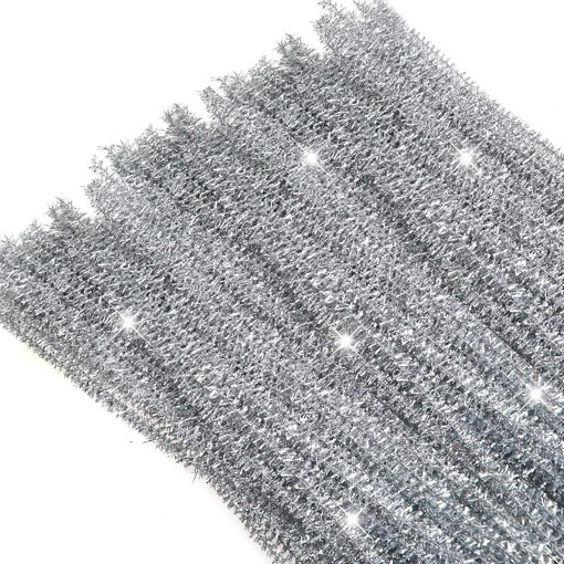 Picture of Chenille Stems 48pcs Glitter Silver 30cm Craft for