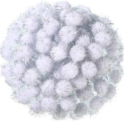 Picture of Pompoms 30pcs White 20mm Glitter Craft for all