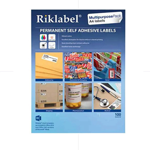 Picture of Office label 105X42mm A4 100 Sheets White Riklabel