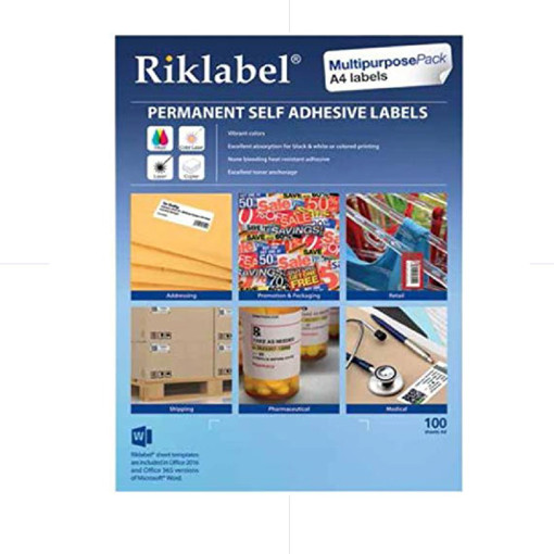 Picture of Office label 48X17mm A4 100 Sheets White Riklabel