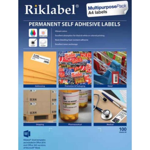 Picture of Office label 70X48mm A4 100 Sheets White Riklabel