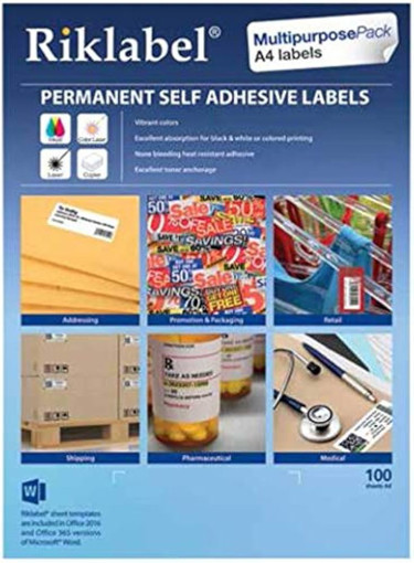 Picture of Office label A4 100 Sheets White Riklabel