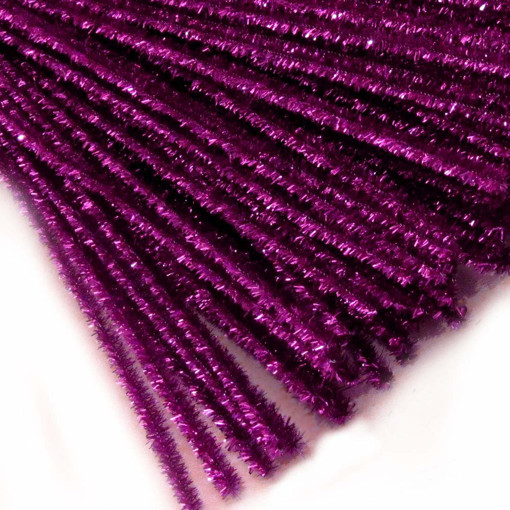 Picture of Chenille Stems 48pcs Fuschia 30cm Glitter Craft fo