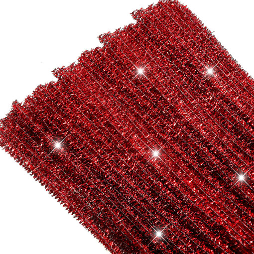 Picture of Chenille Stems 48pcs Red 30cm Glitter Craft for al