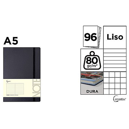 Picture of Notebook A5 Lined  96 Sheets Black 80gr + Elastic