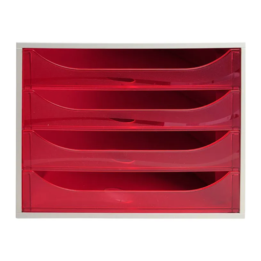 Picture of Drawer Box 28x34cm Berry Red 4 Drawers Exacompta