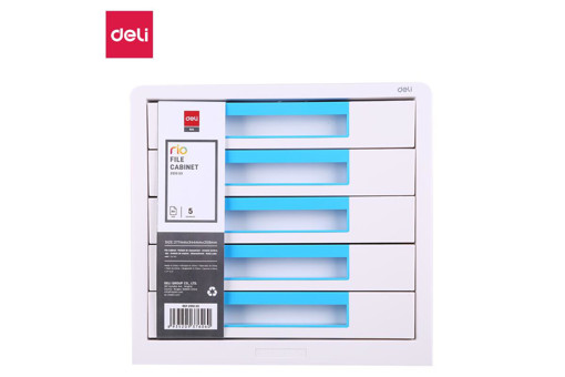 Picture of Drawer Box 275x340x260mm White/Blue 5 Drawers Deli