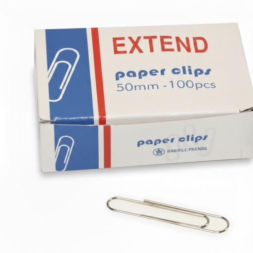 Picture of Paper Clips 100 Pcs 50mm Chrome Extend