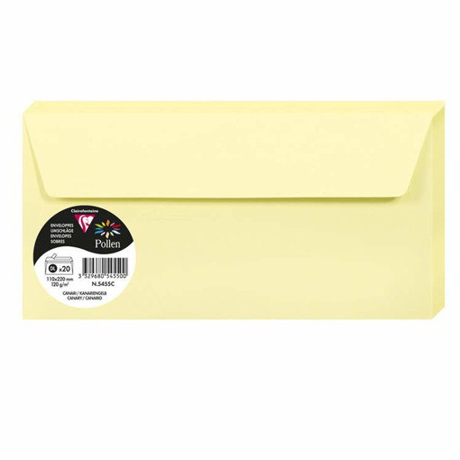 Picture of Envelopes 11x23cm (Set of 20) Yellow 120gr Claire